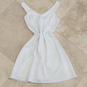 Y2K Hollister Sz S White Mini Dress AOP Textured A-line Zip Bachelorette Bridal